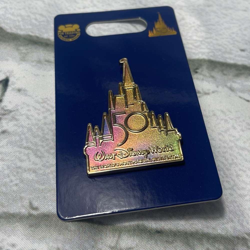 Walt Disney World Parks 50th Anniversary Cinderella Castle Iridescent Logo Pin